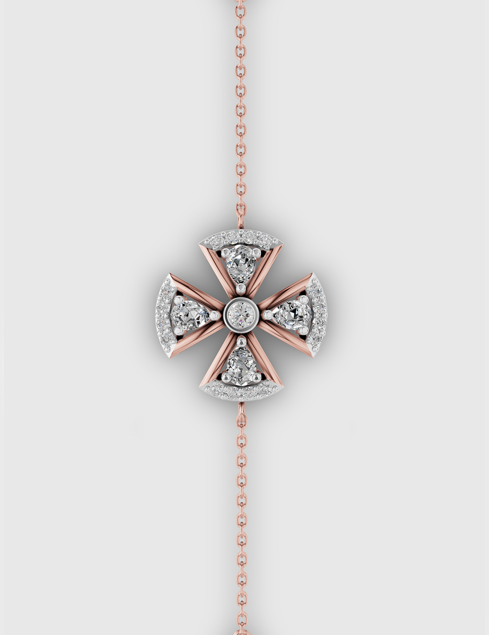 Floral Solitaire Bracelet 75 Cent FG-VVS, Rose Gold, large, image 3