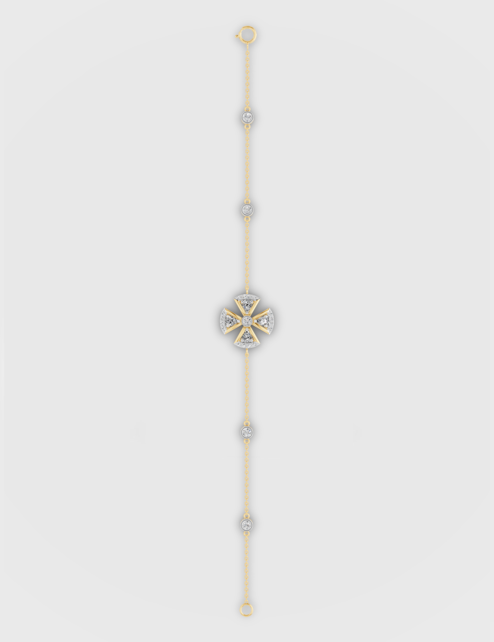 Floral Solitaire Bracelet 75 Cent FG-VVS, Yellow Gold, large, image 4