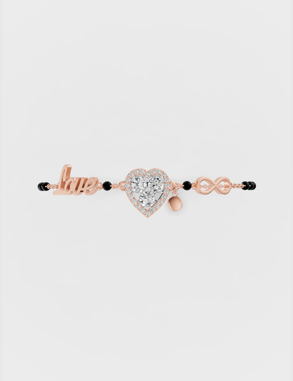 Love Script Diamond Bracelet 60 Cent FG-VVS, Rose Gold, large, image 2