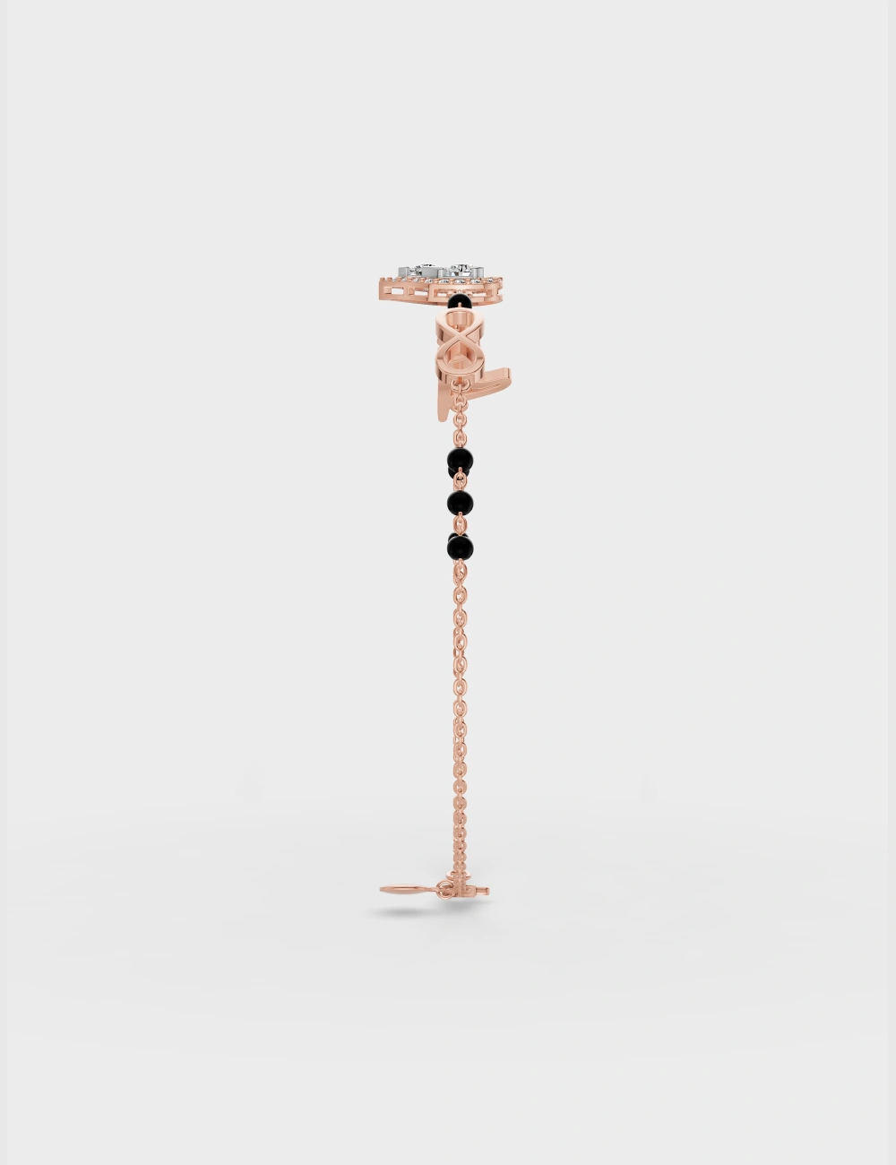 Love Script Diamond Bracelet 60 Cent FG-VVS, Rose Gold, large, image 4