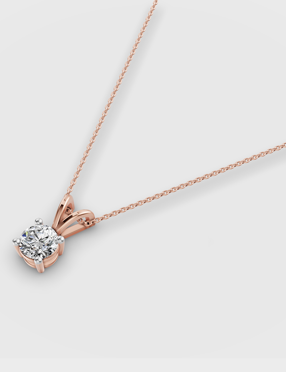 Chic Solitaire Chain Pendant 71 cent FG-VVS, Rose Gold, large, image 2