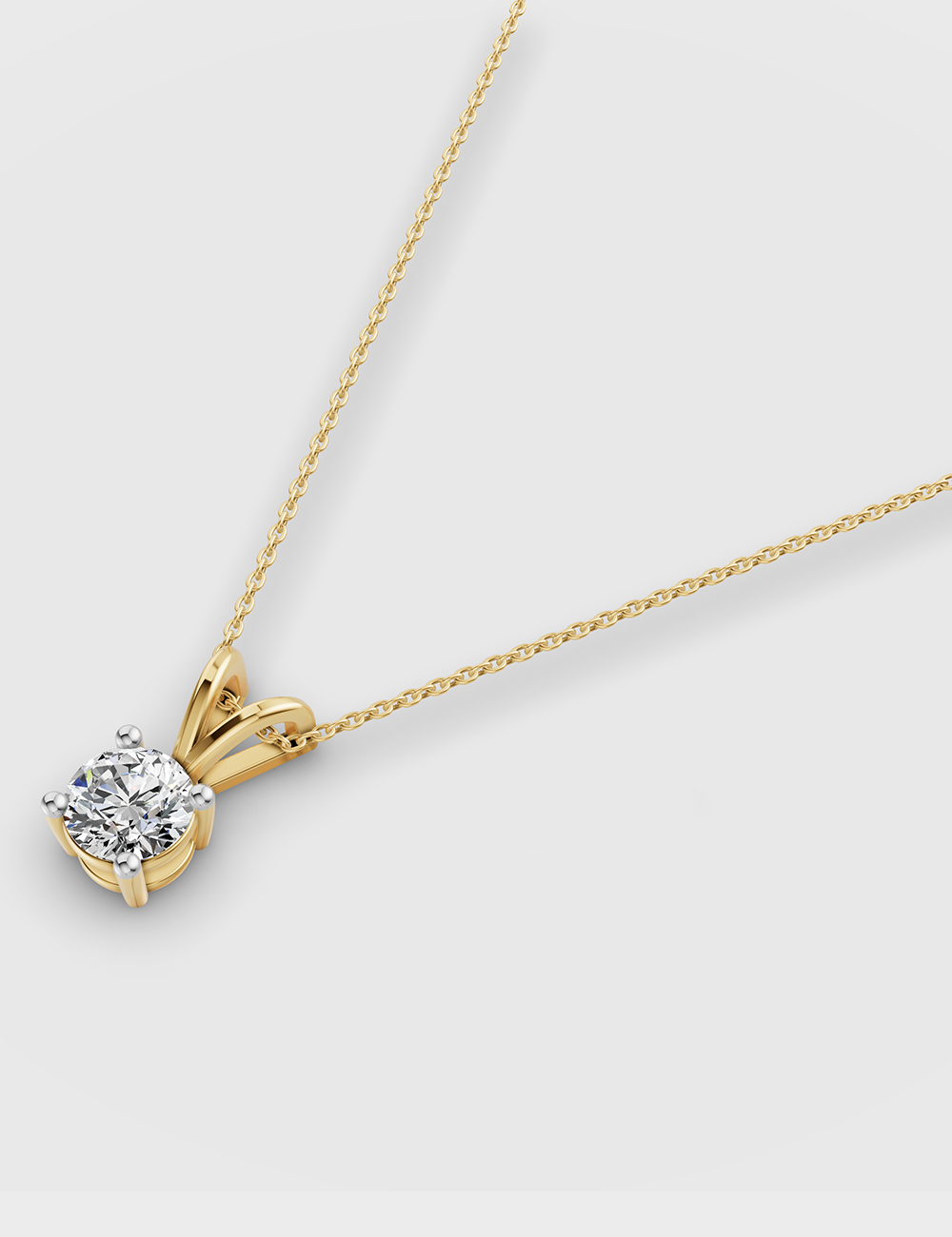 Chic Solitaire Chain Pendant 71 cent FG-VVS, Yellow Gold, large, image 2