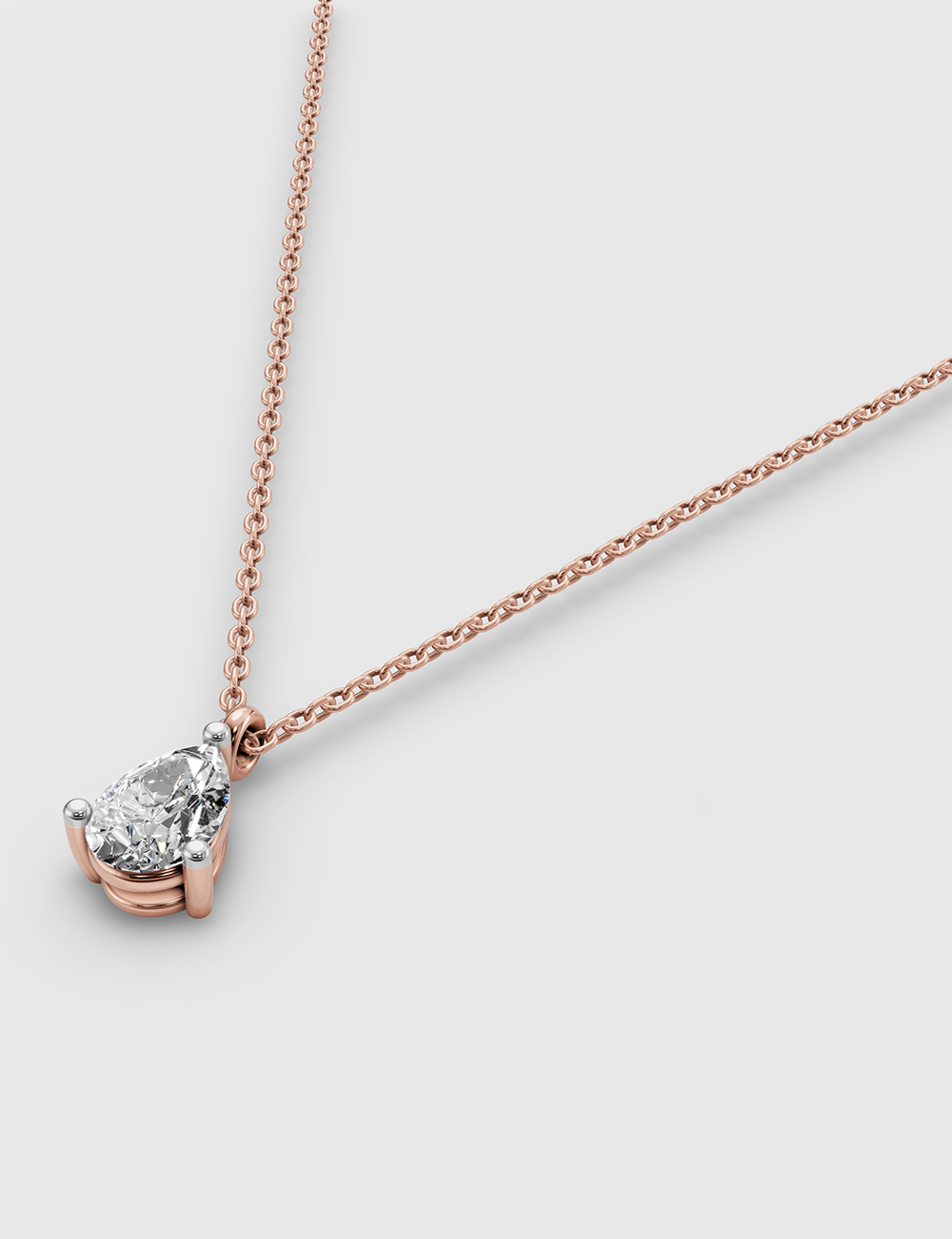Droplet Solitaire Chain Pendant 92 cent FG-VVS, Rose Gold, large, image 2