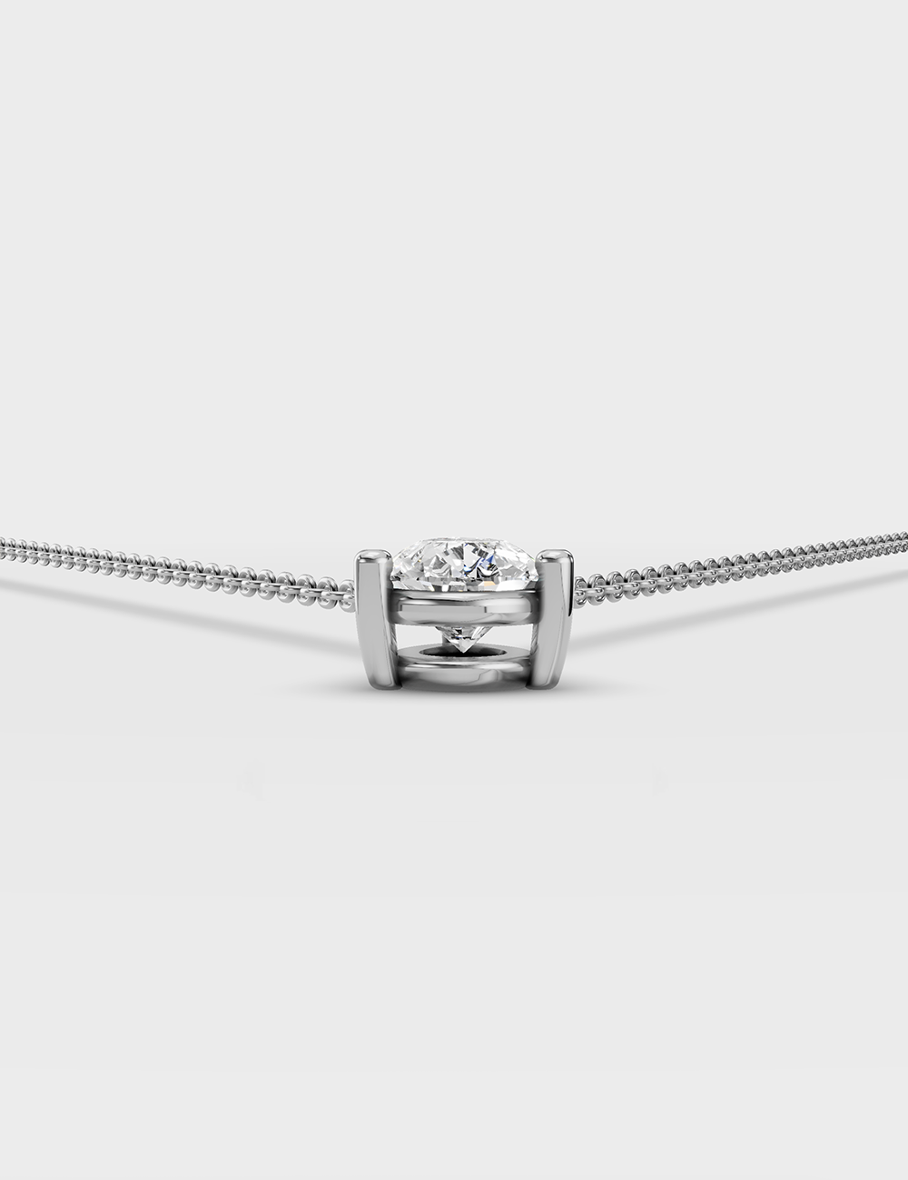Droplet Lab Grown Solitaire Chain Pendant 92 Cent FG-VVS, White Gold, large, image 3