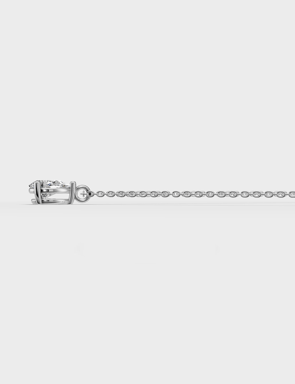 Droplet Lab Grown Solitaire Chain Pendant 92 Cent FG-VVS, White Gold, large, image 4