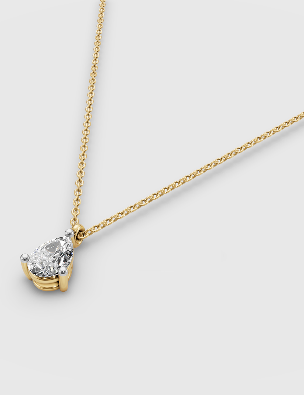 Droplet Solitaire Chain Pendant 92 cent FG-VVS, Yellow Gold, large, image 2