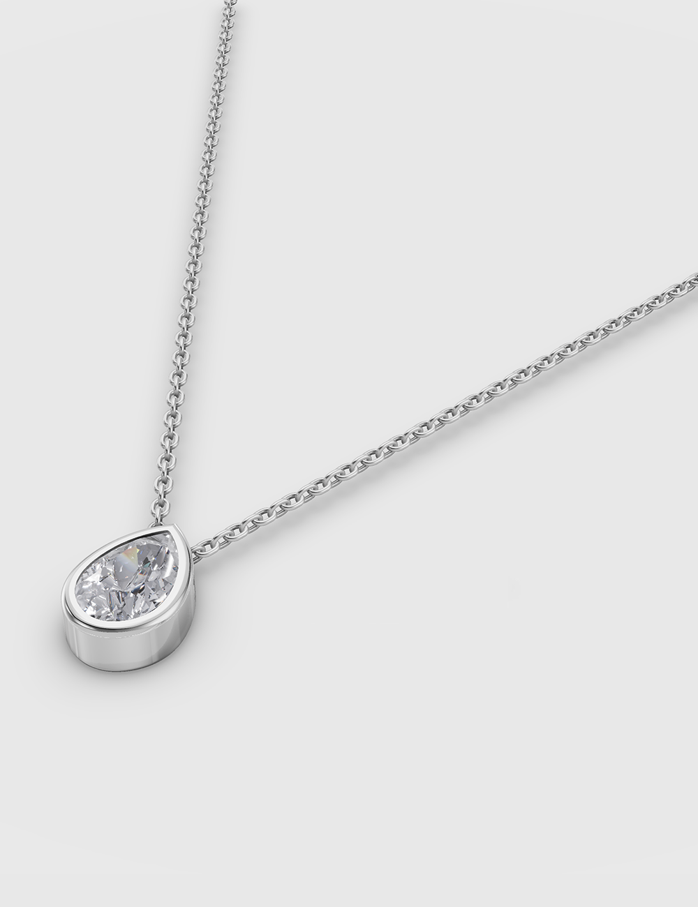 Exquisite Lab Grown Solitaire Chain Pendant 53 Cent FG-VVS, White Gold, large, image 2