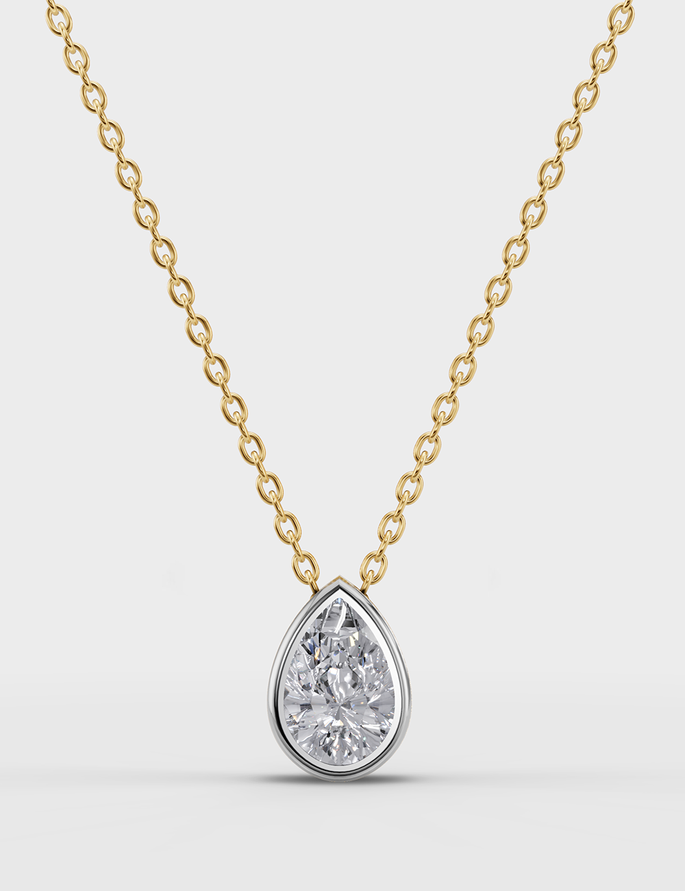 Exquisite Solitaire Chain Pendant 53 cent FG-VVS, Yellow Gold, large, image 1