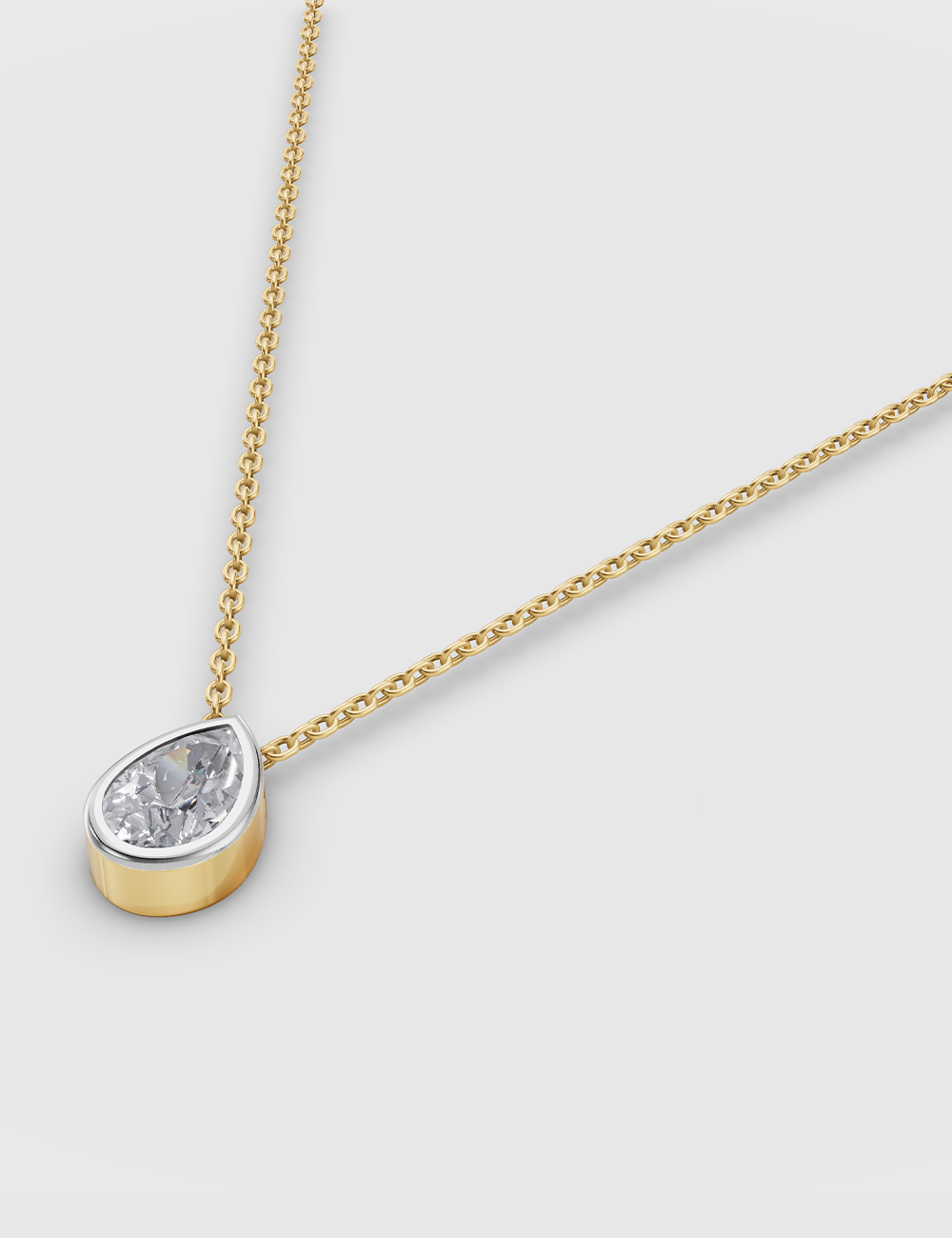 Exquisite Solitaire Chain Pendant 53 cent FG-VVS, Yellow Gold, large, image 2