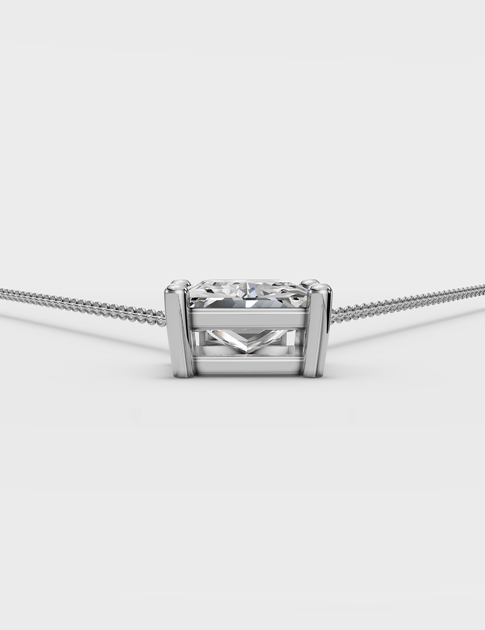 Radiant Lab Grown Solitaire Chain Pendant 56 Cent FG-VVS, White Gold, large, image 3