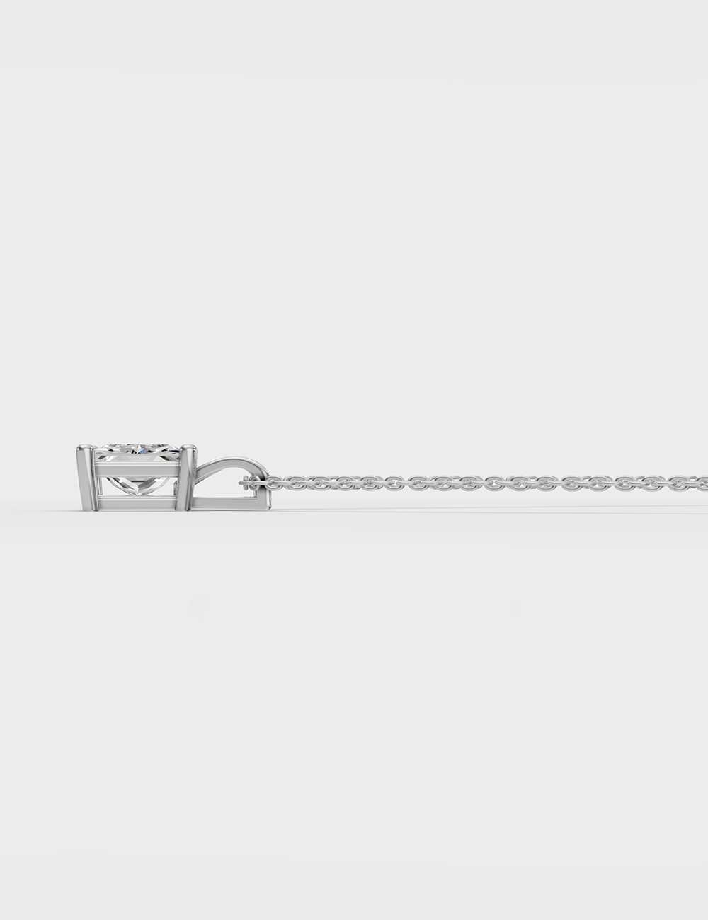 Radiant Lab Grown Solitaire Chain Pendant 56 Cent FG-VVS, White Gold, large, image 4