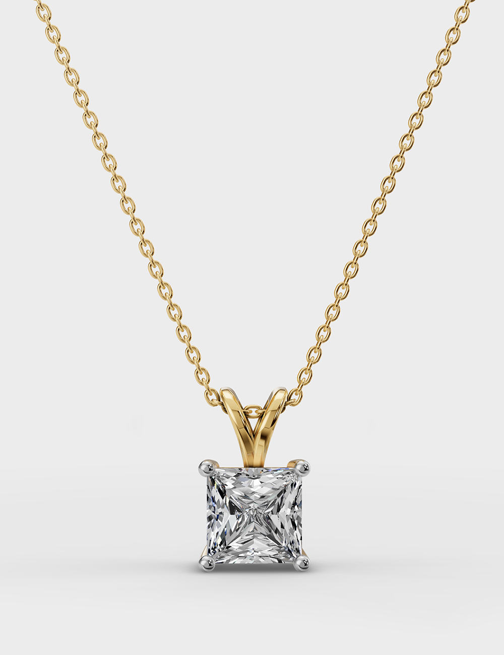 Radiant Solitaire Chain Pendant 56 cent FG-VVS, Yellow Gold, large, image 1