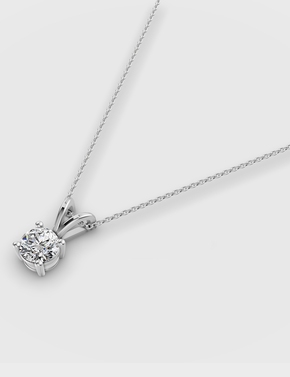 Gleaming Solitaire Chain Pendant 54 cent FG-VVS, White Gold, large, image 2