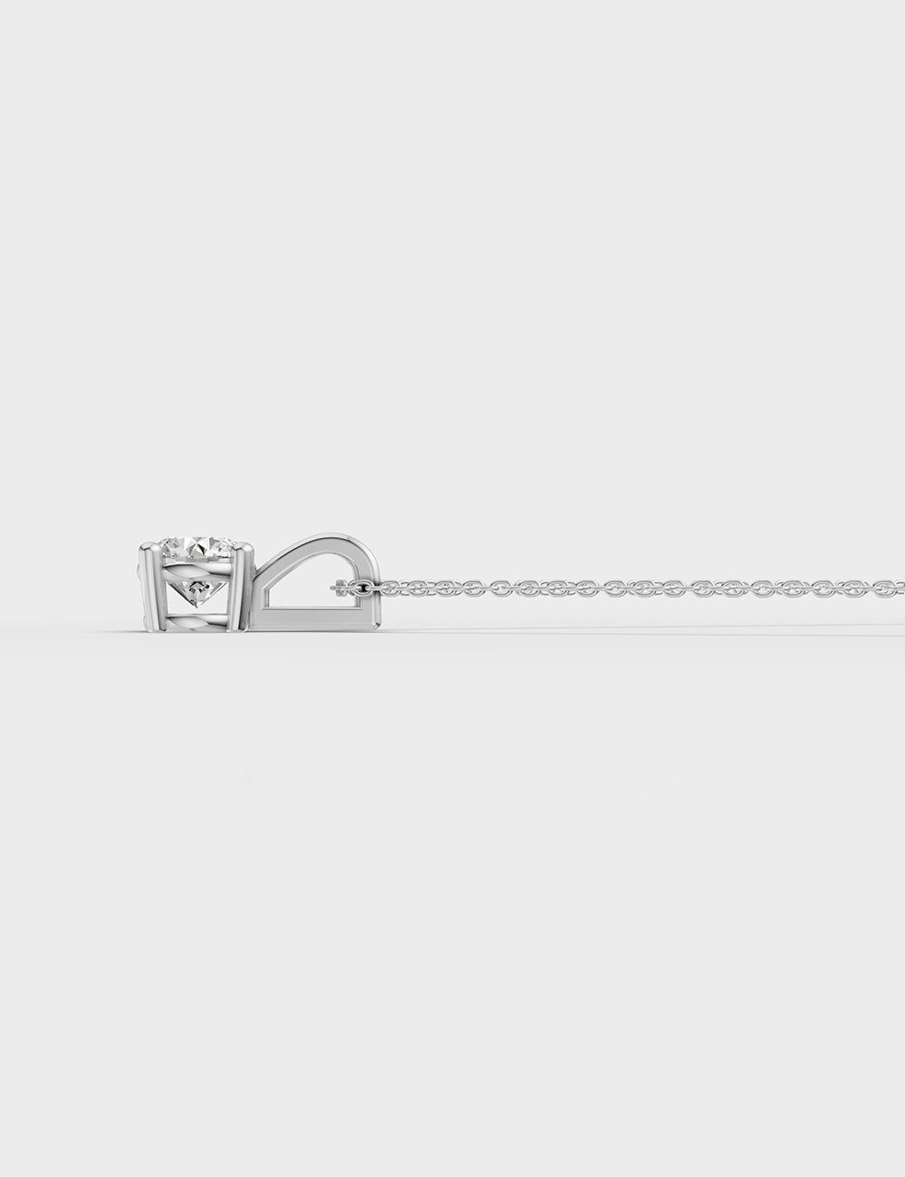 Gleaming Solitaire Chain Pendant 54 cent FG-VVS, White Gold, large, image 4