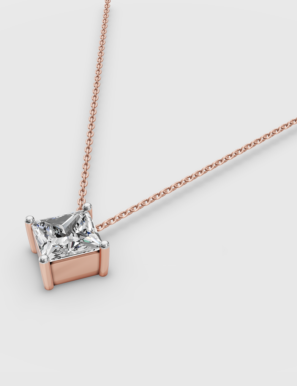 Classy Solitaire Chain Pendant 85 cent FG-VVS, Rose Gold, large, image 2