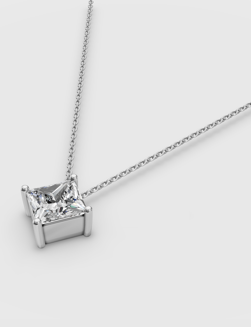 Classy Lab Grown Solitaire Chain Pendant 85 Cent FG-VVS, White Gold, large, image 2