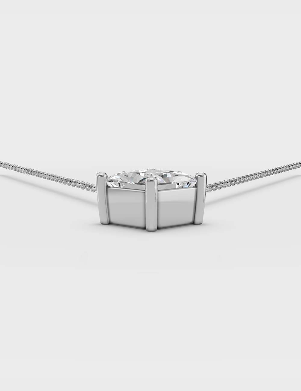 Classy Lab Grown Solitaire Chain Pendant 85 Cent FG-VVS, White Gold, large, image 3