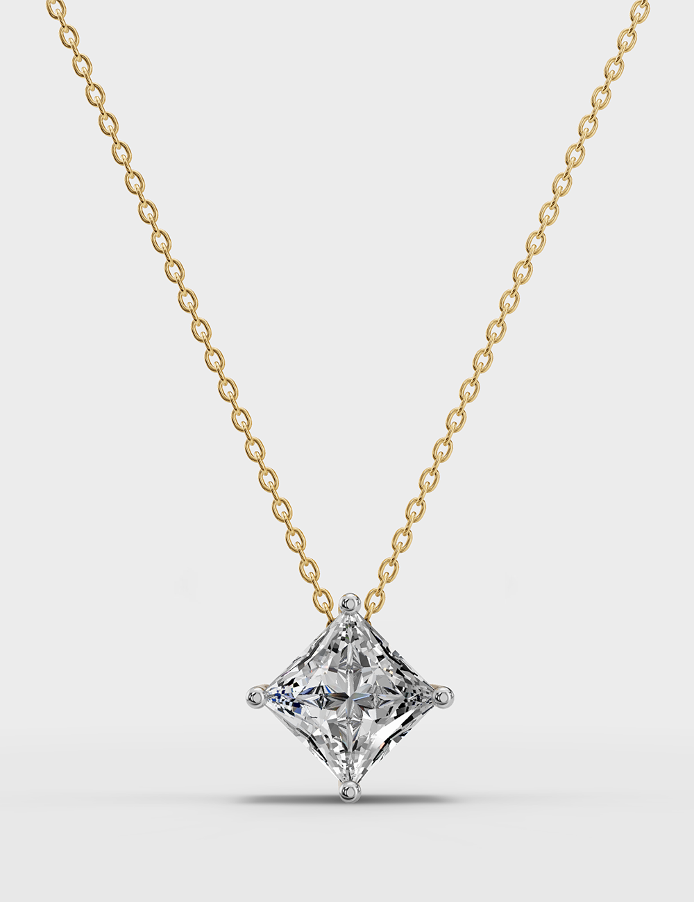 Classy Solitaire Chain Pendant 85 cent FG-VVS, Yellow Gold, large, image 1