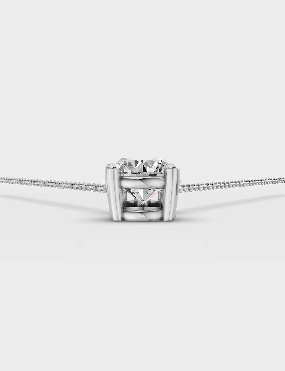 Refined Lab Grown Solitaire Chain Pendant 1 Carat FG-VVS, White Gold, large, image 3