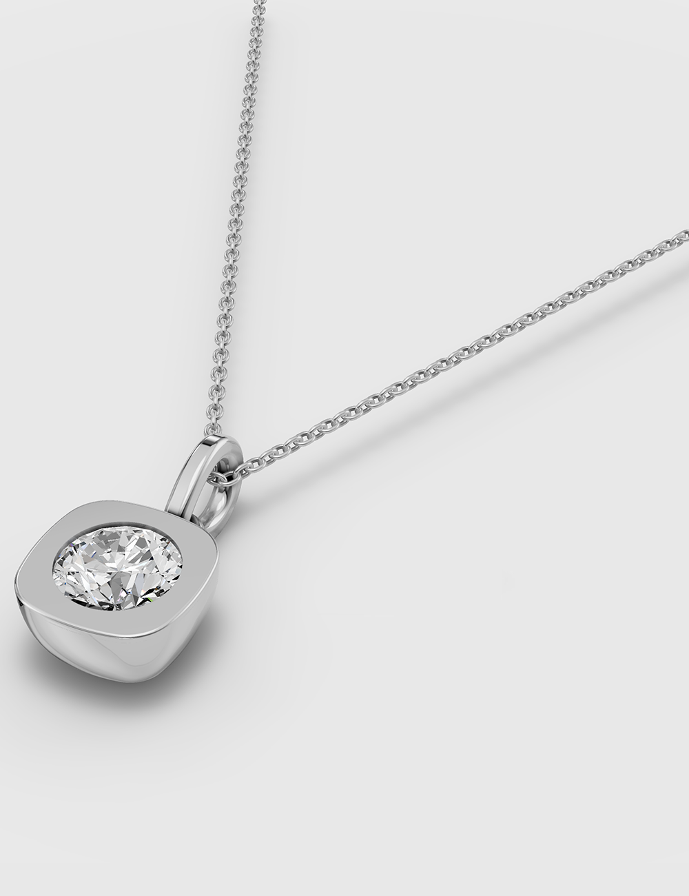 Captivating Lab Grown Solitaire Chain Pendant 53 Cent FG-VVS, White Gold, large, image 2