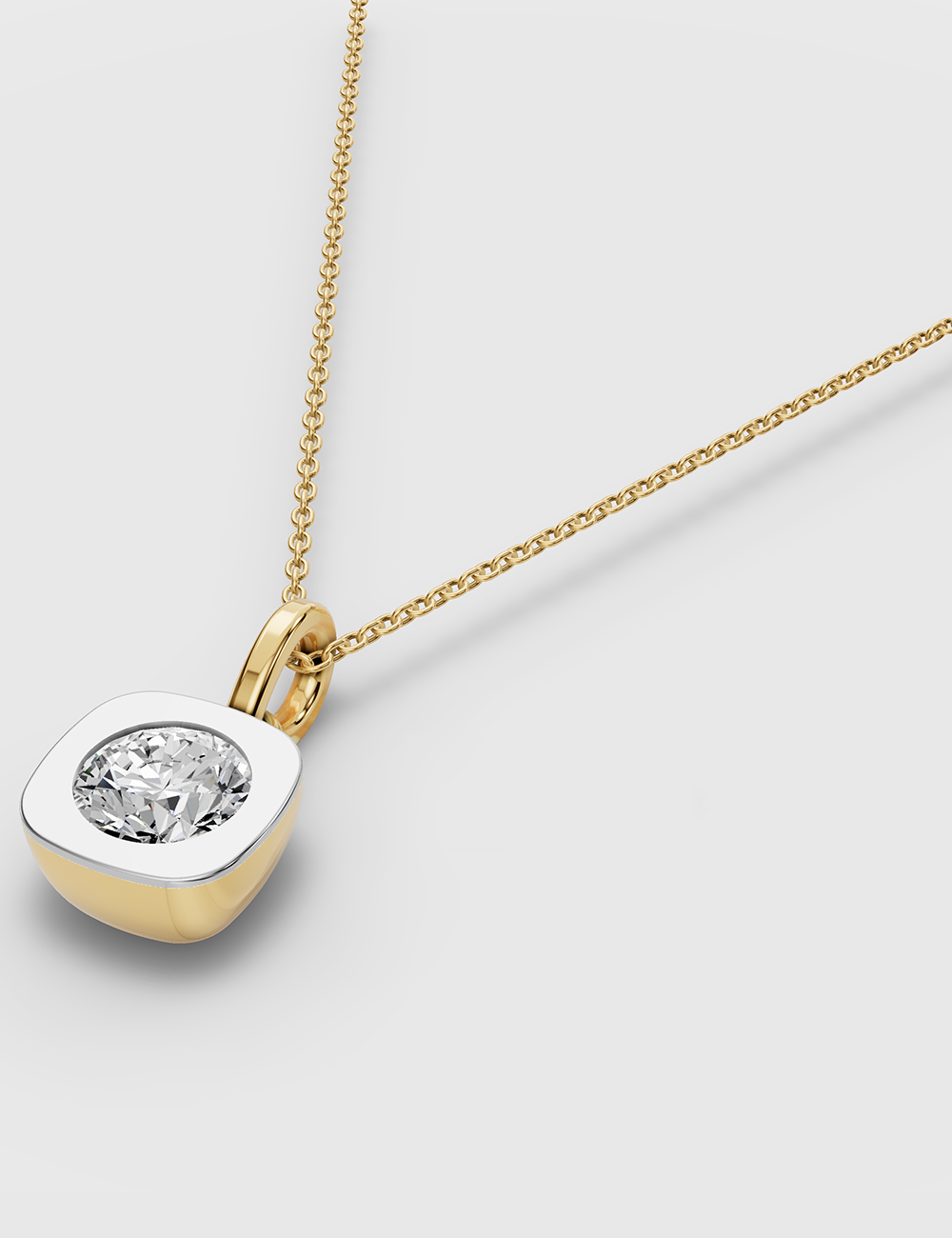 Captivating Solitaire Chain Pendant 53 cent FG-VVS, Yellow Gold, large, image 2