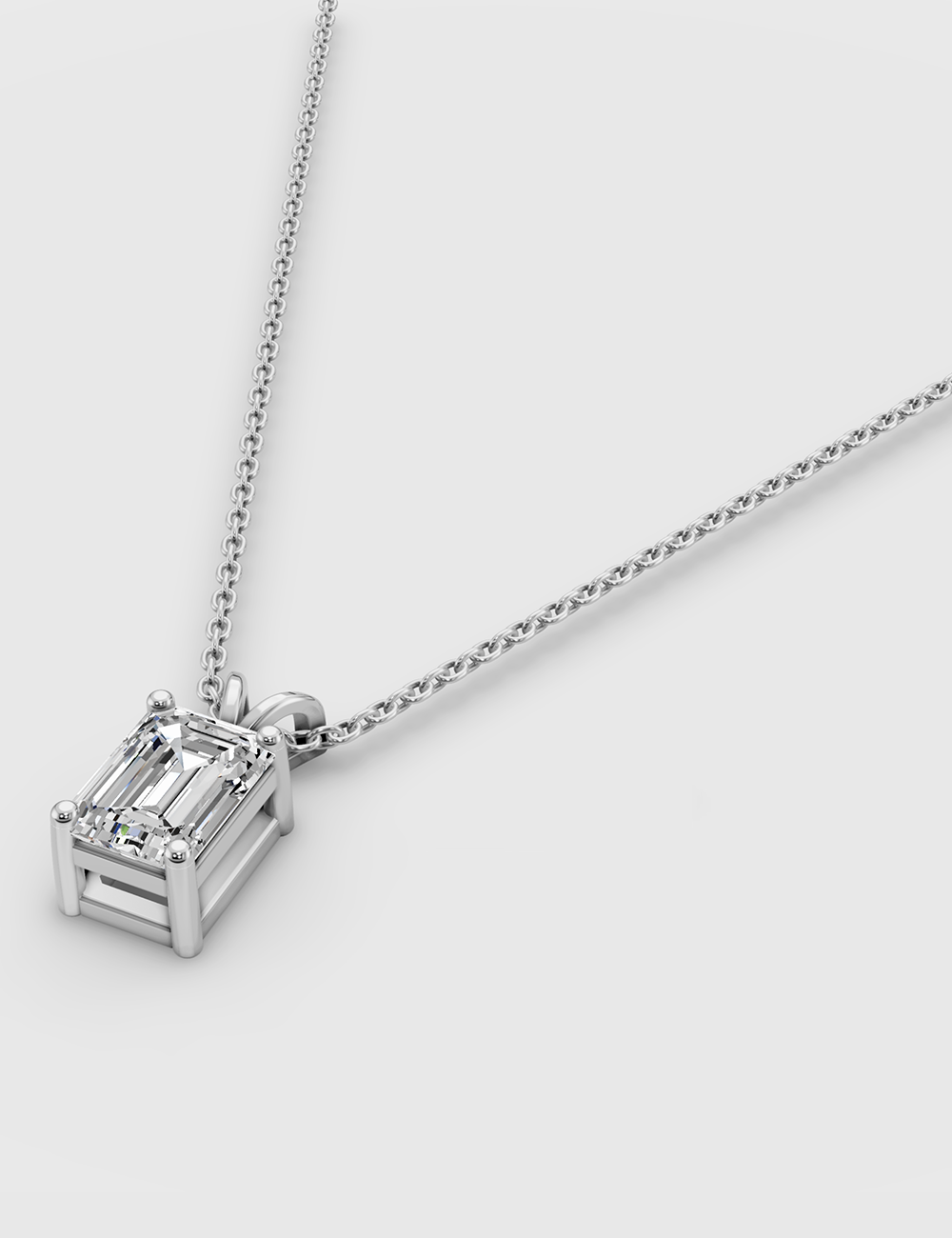 Luxurious Lab Grown Solitaire Chain Pendant 51 Cent FG-VVS, White Gold, large, image 2