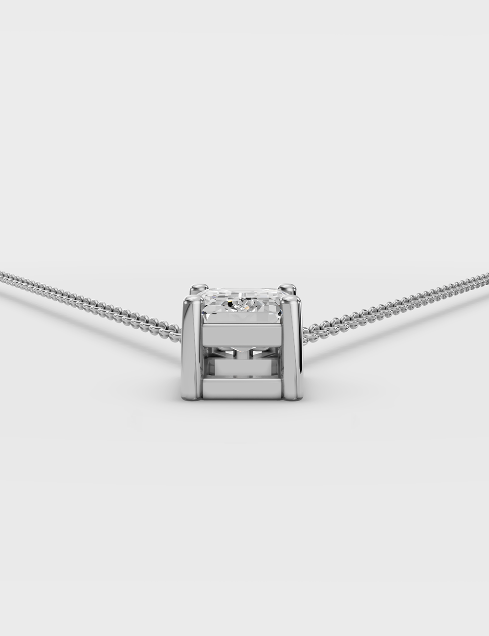 Luxurious Lab Grown Solitaire Chain Pendant 51 Cent FG-VVS, White Gold, large, image 3