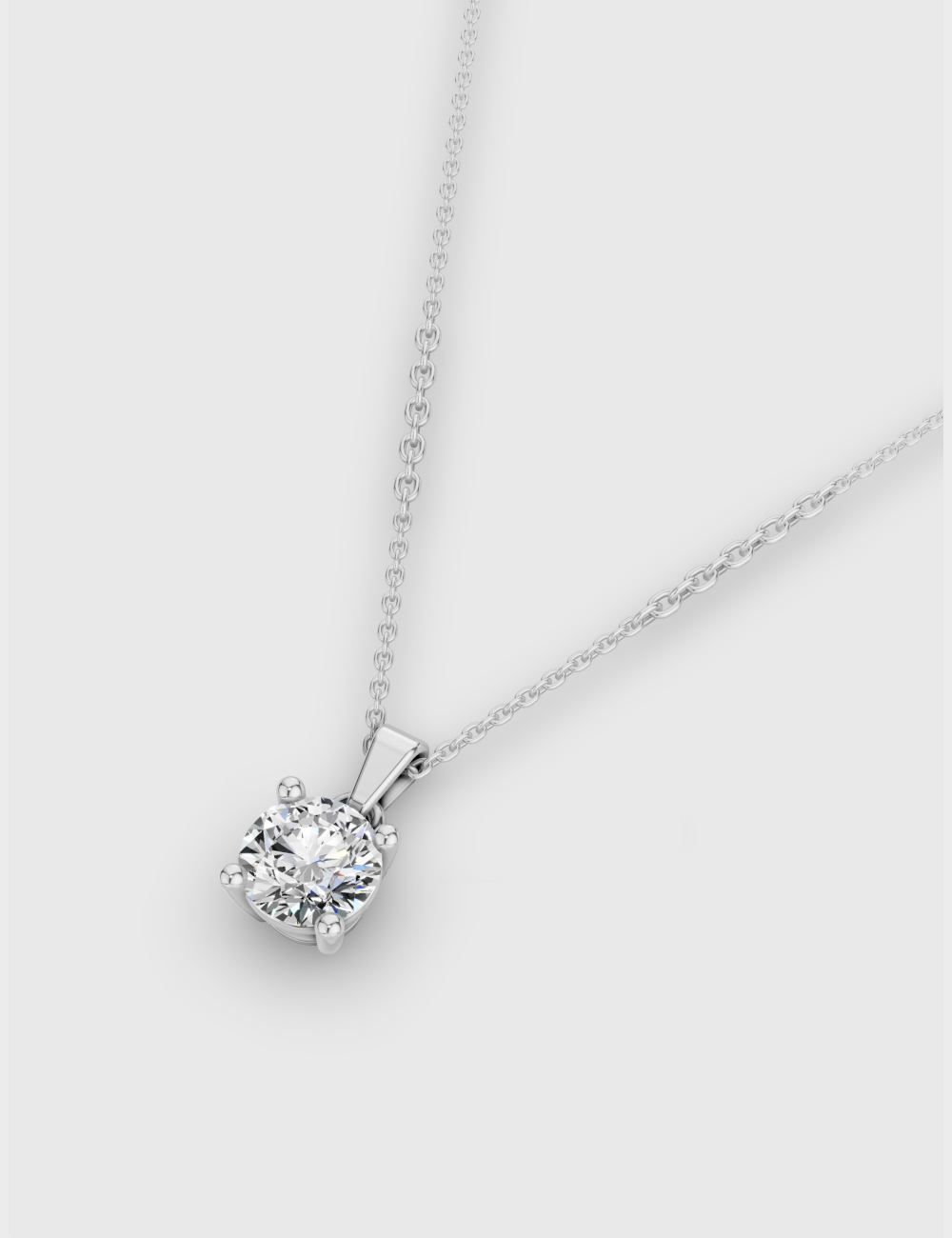Sleek Opulent Lab Grown Diamond Chain Pendant 60 Cent FG-VVS, White Gold, large, image 2