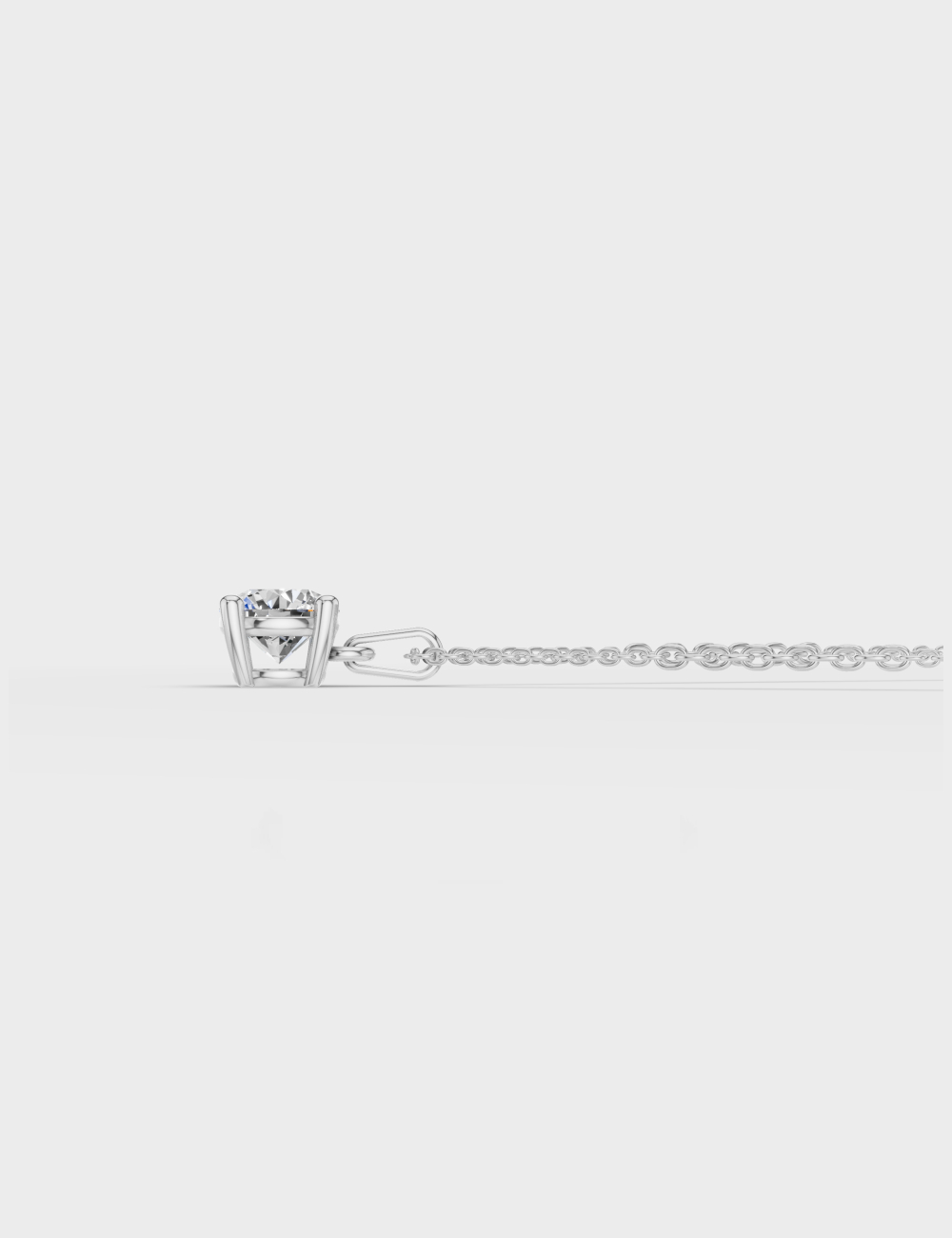 Sleek Opulent Lab Grown Diamond Chain Pendant 60 Cent FG-VVS, White Gold, large, image 3
