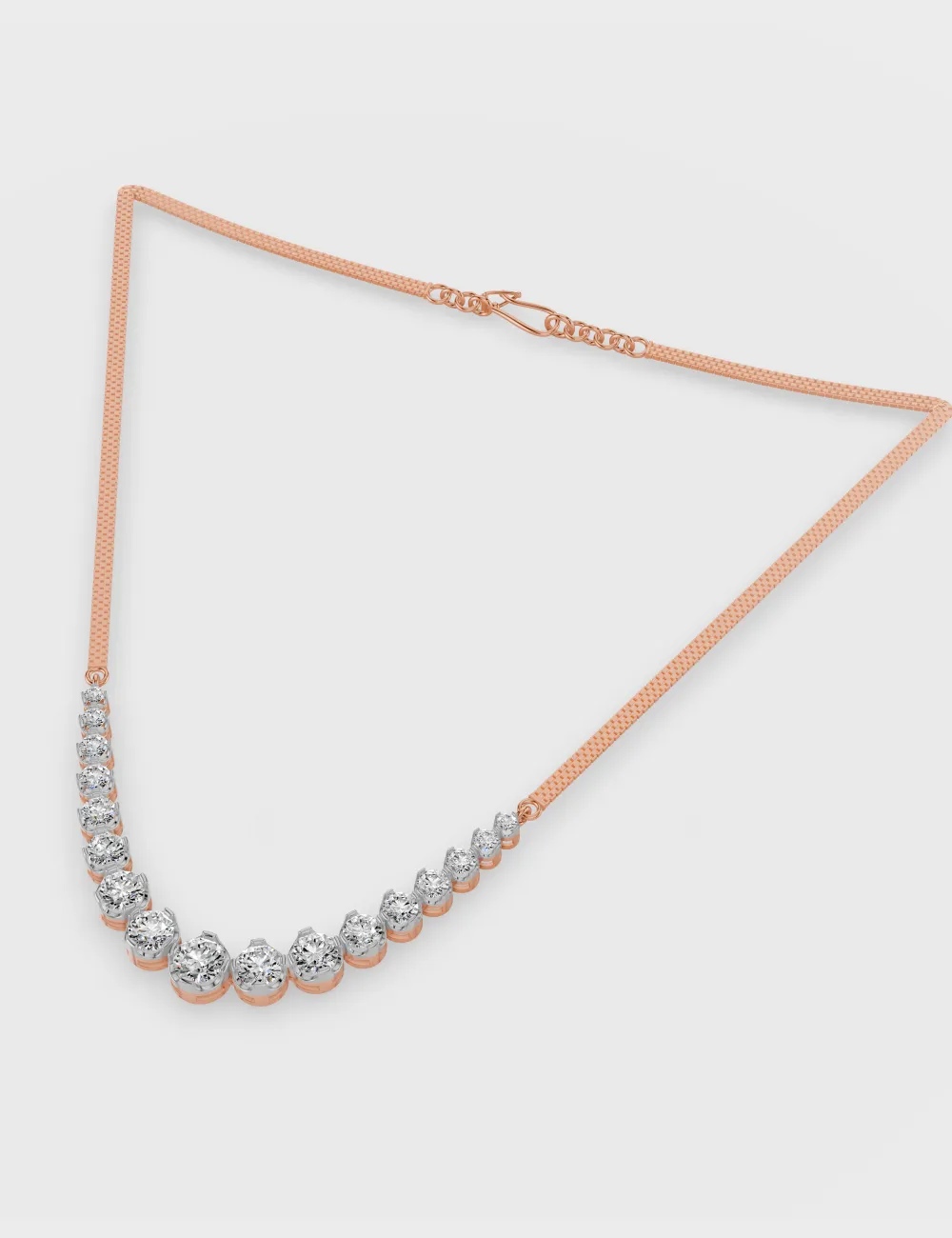 Radiance Curve Diamond Necklace 5.61 carat FG-VVS, Rose Gold, large, image 2