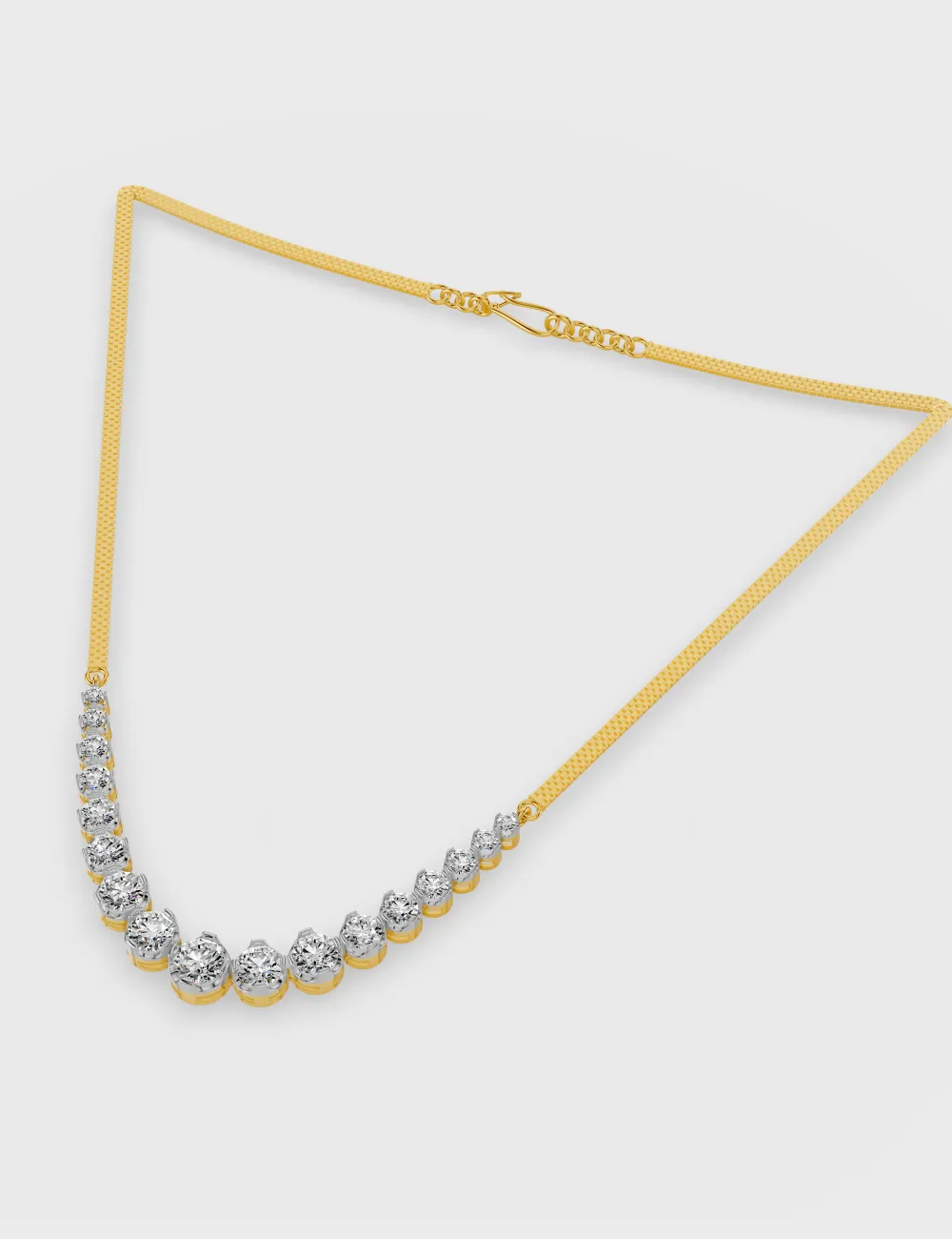 Radiance Curve Diamond Necklace 5.61 carat FG-VVS, Yellow Gold, large, image 2