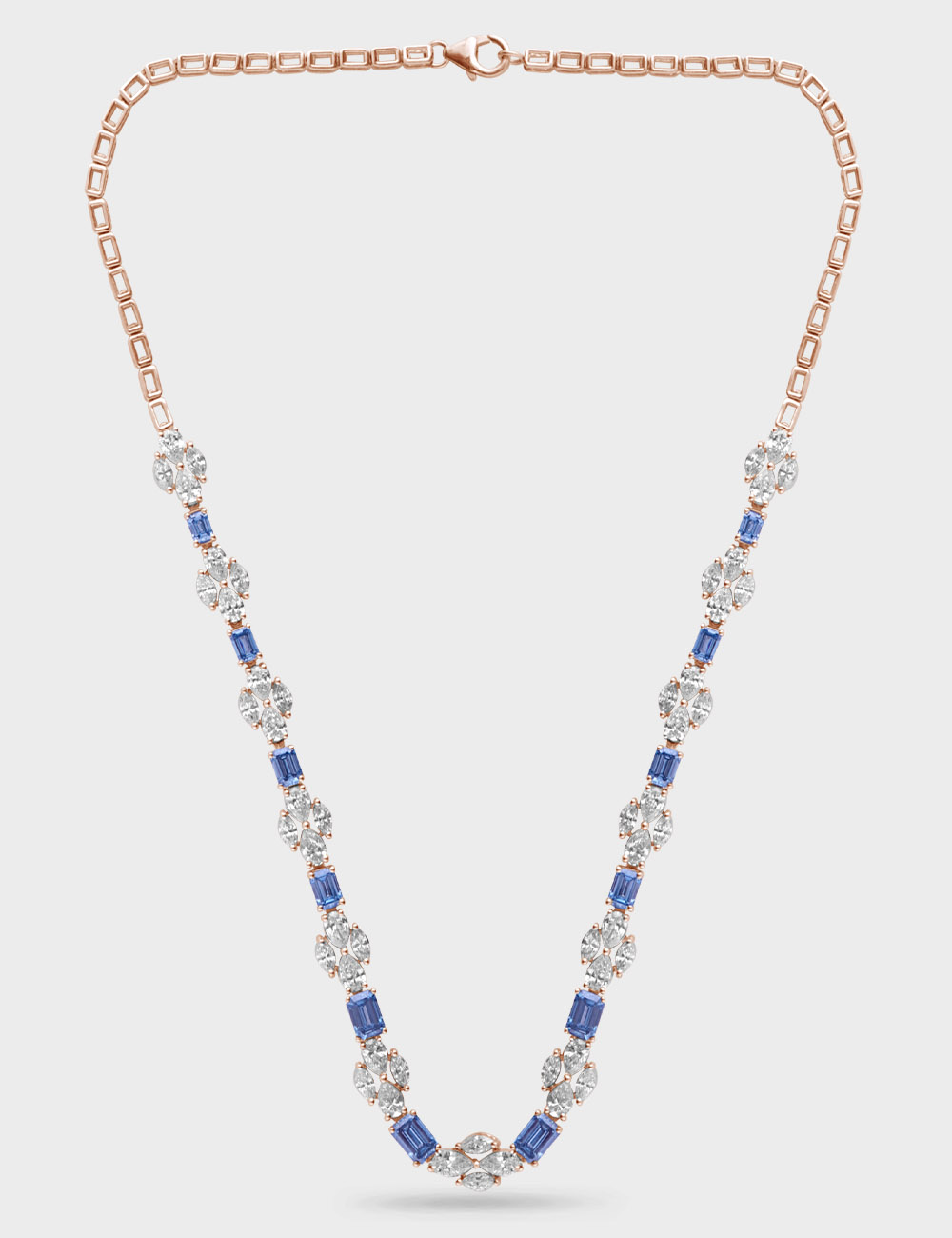 Blue Luxe Diamond Necklace 10.67 carat FG-VVS, Rose Gold, large, image 2