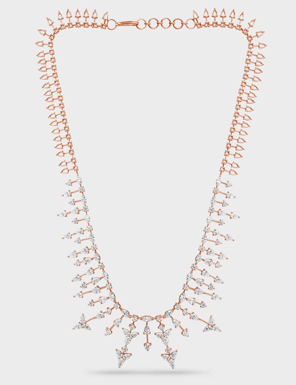 Starlit Cascade Diamond Necklace 12.91 carat FG-VVS, Rose Gold, large, image 2