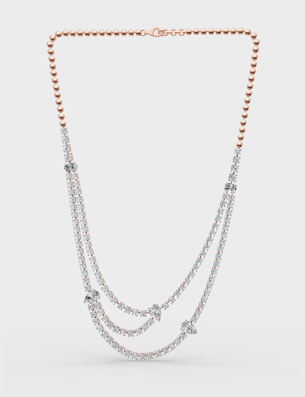 Sparkling Luxury Neklace 19.46 carat FG-VVS, Rose Gold, large, image 2