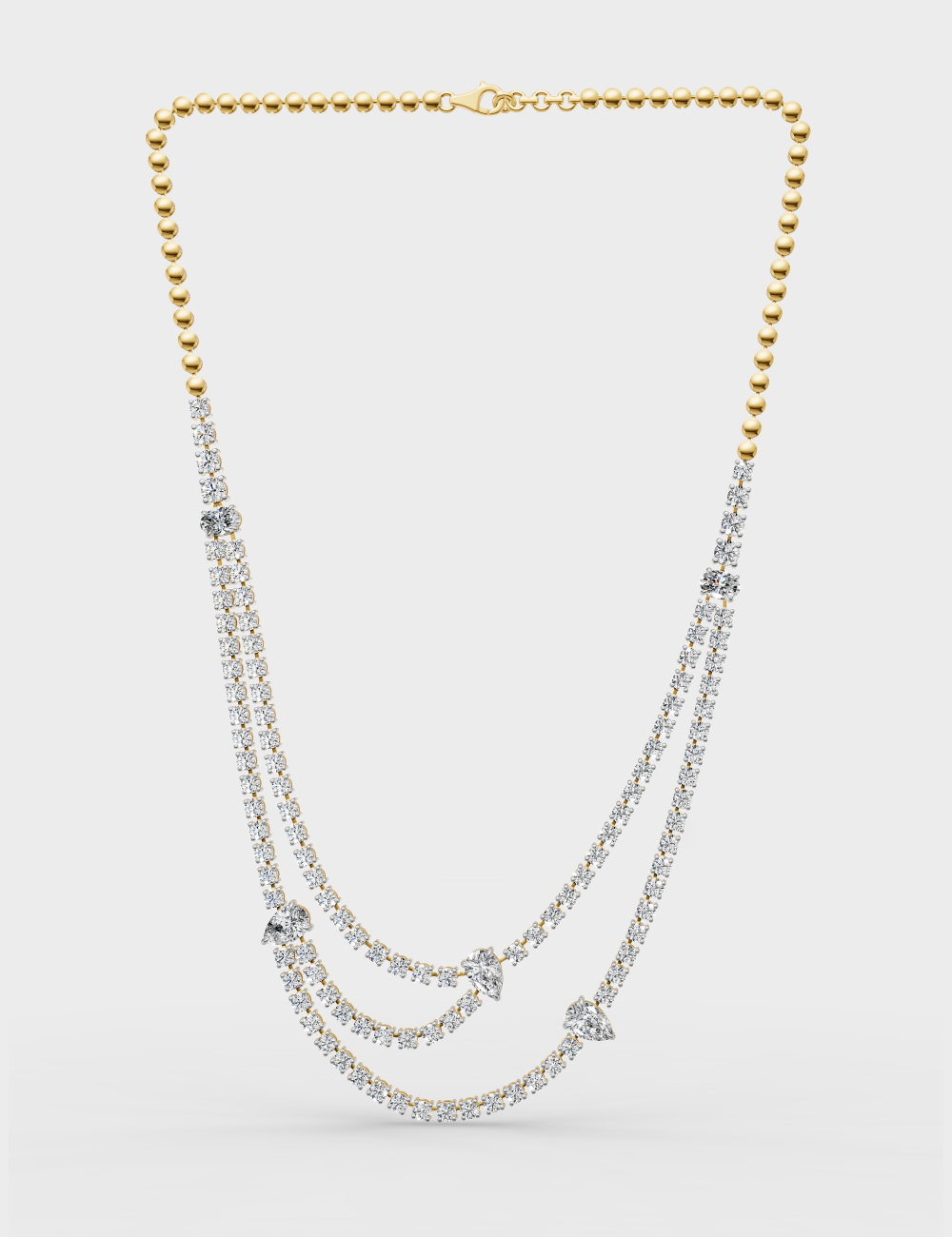 Sparkling Luxury Neklace 19.46 carat FG-VVS, Yellow Gold, large, image 2