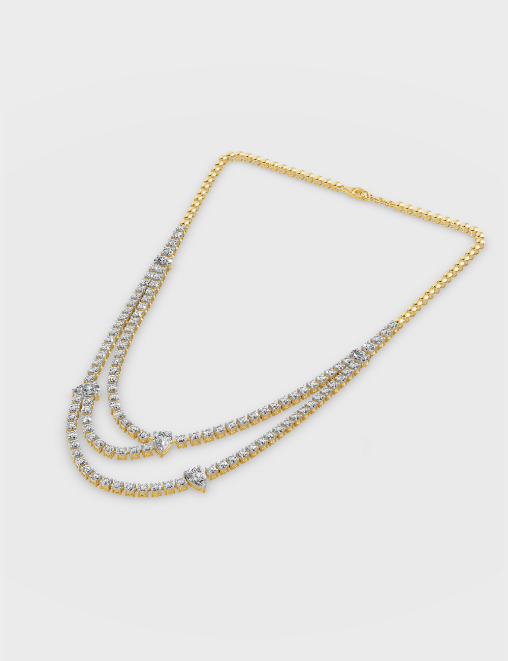 Sparkling Luxury Neklace 19.46 carat FG-VVS, Yellow Gold, large, image 3