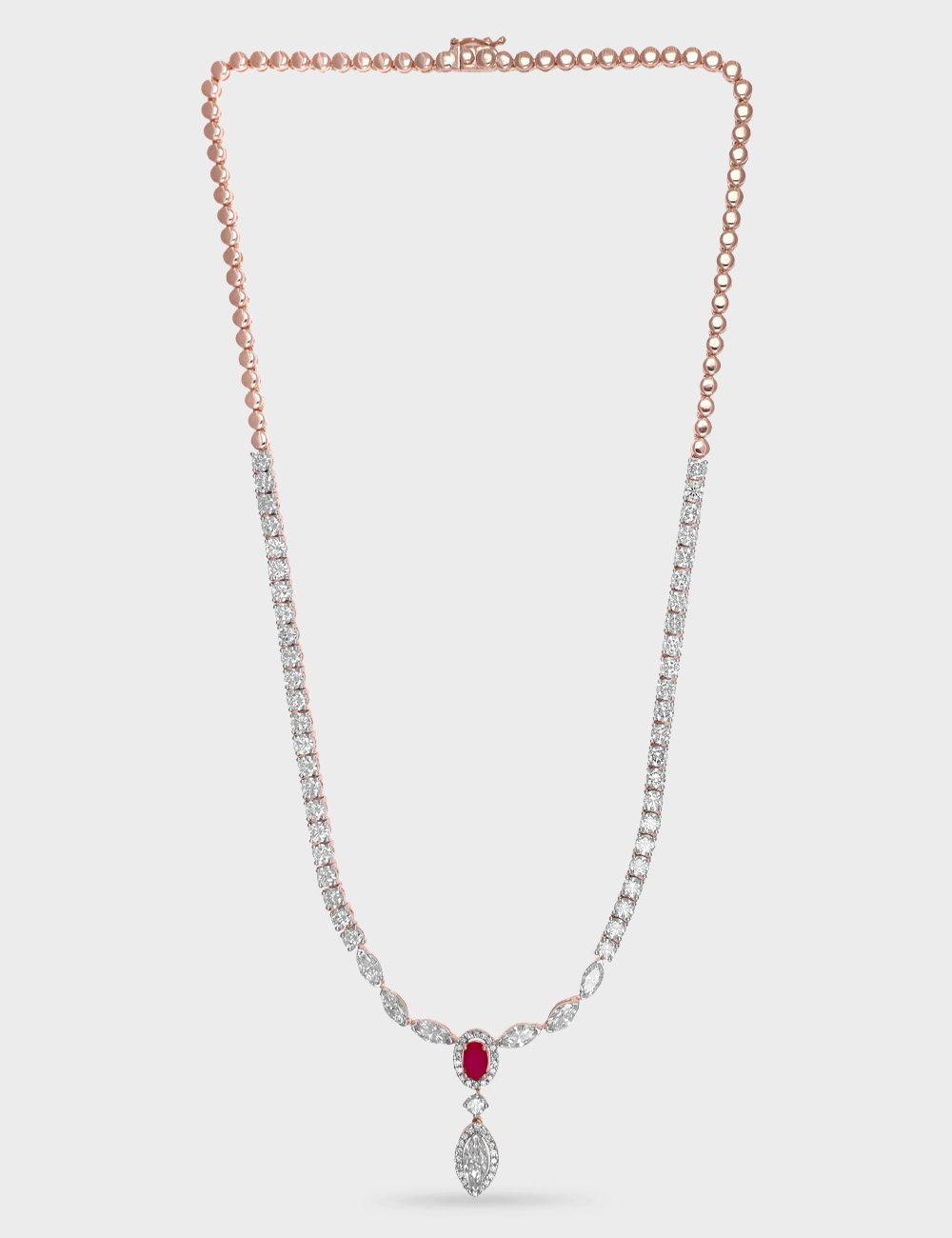 Scarlet Ember Diamond Necklace 12.18 carat FG-VVS, Rose Gold, large, image 2