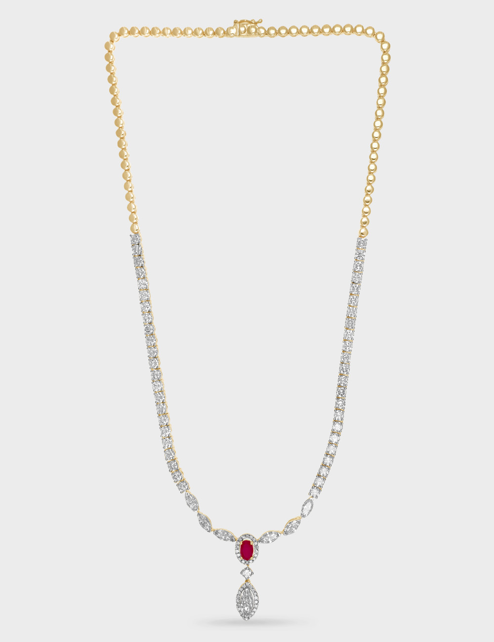 Scarlet Ember Diamond Necklace 12.18 carat FG-VVS, Yellow Gold, large, image 2