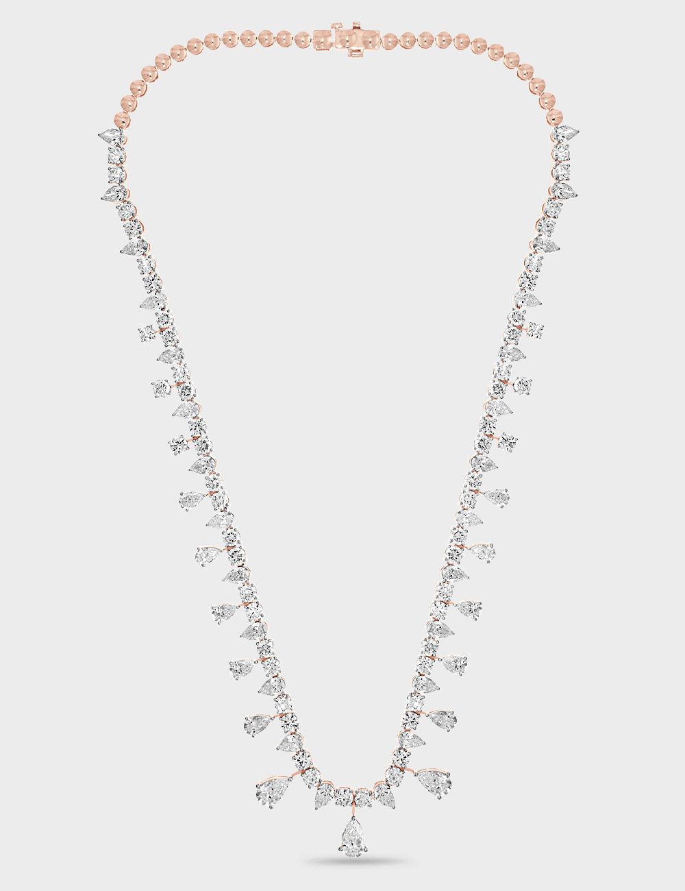 Opaline Cascade Diamond Necklace 29.62 carat FG-VVS, Rose Gold, large, image 2