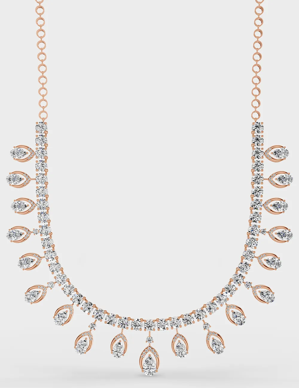 Pear Elegance Diamond Necklace 16.21 carat FG-VVS, Rose Gold, large, image 2