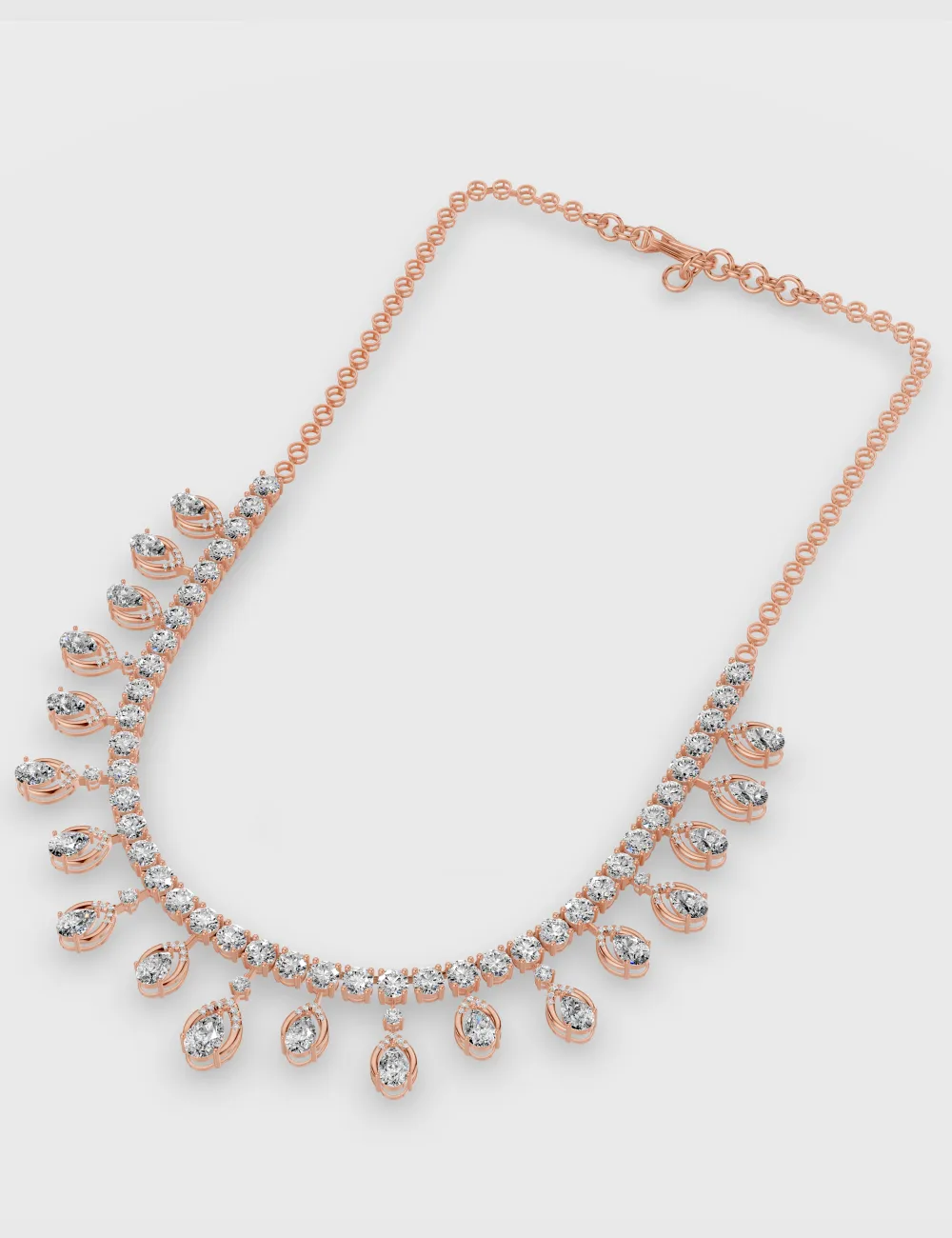 Pear Elegance Diamond Necklace 16.21 carat FG-VVS, Rose Gold, large, image 3