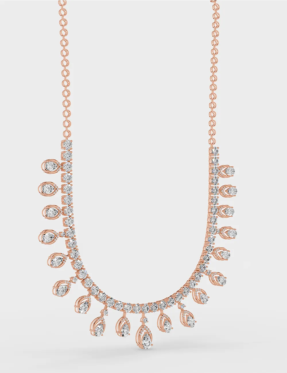 Pear Elegance Diamond Necklace 16.21 carat FG-VVS, Rose Gold, large, image 5