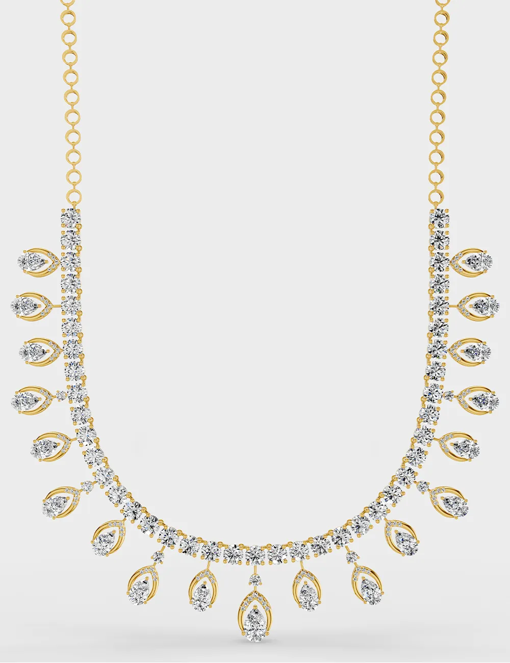 Pear Elegance Diamond Necklace 16.21 carat FG-VVS, Yellow Gold, large, image 2
