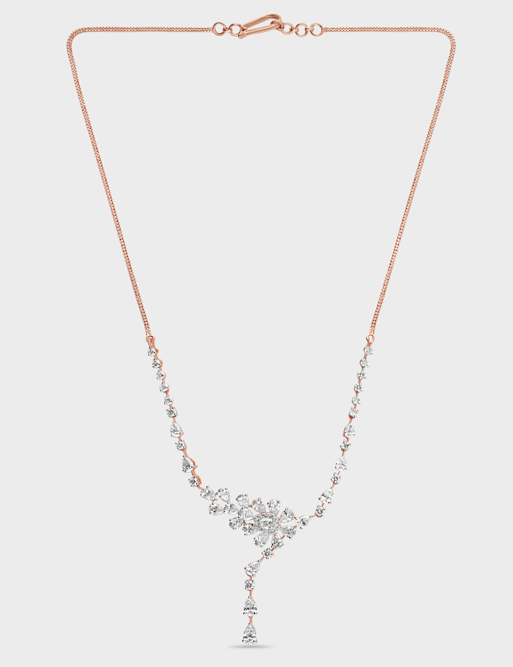 Gracefall V-Drop Diamond Necklace 4.94 carat FG-VVS, Rose Gold, large, image 2
