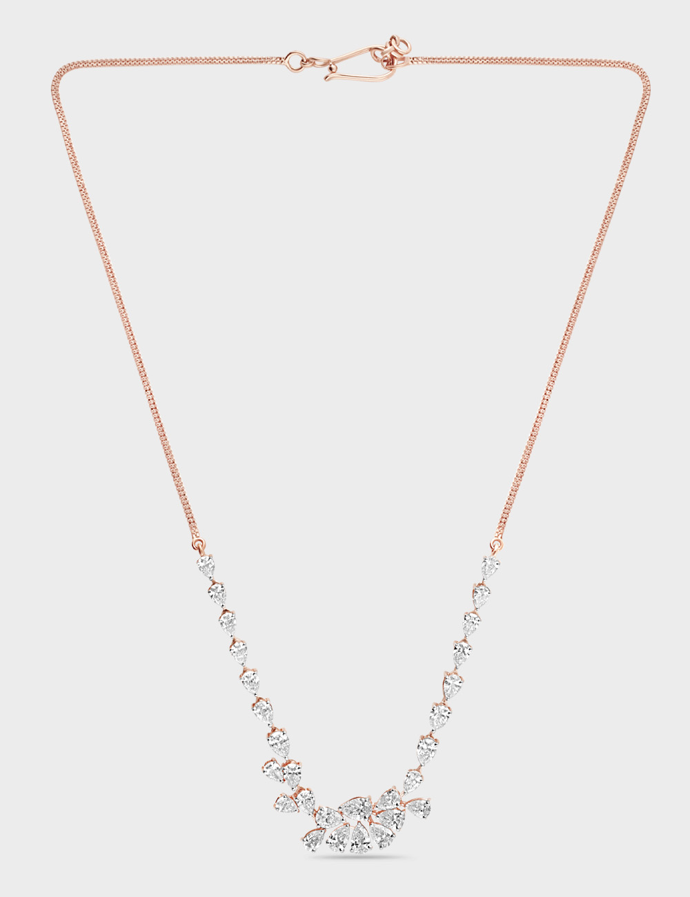 Poised Petal Diamond Necklace 5 carat FG-VVS, Rose Gold, large, image 2