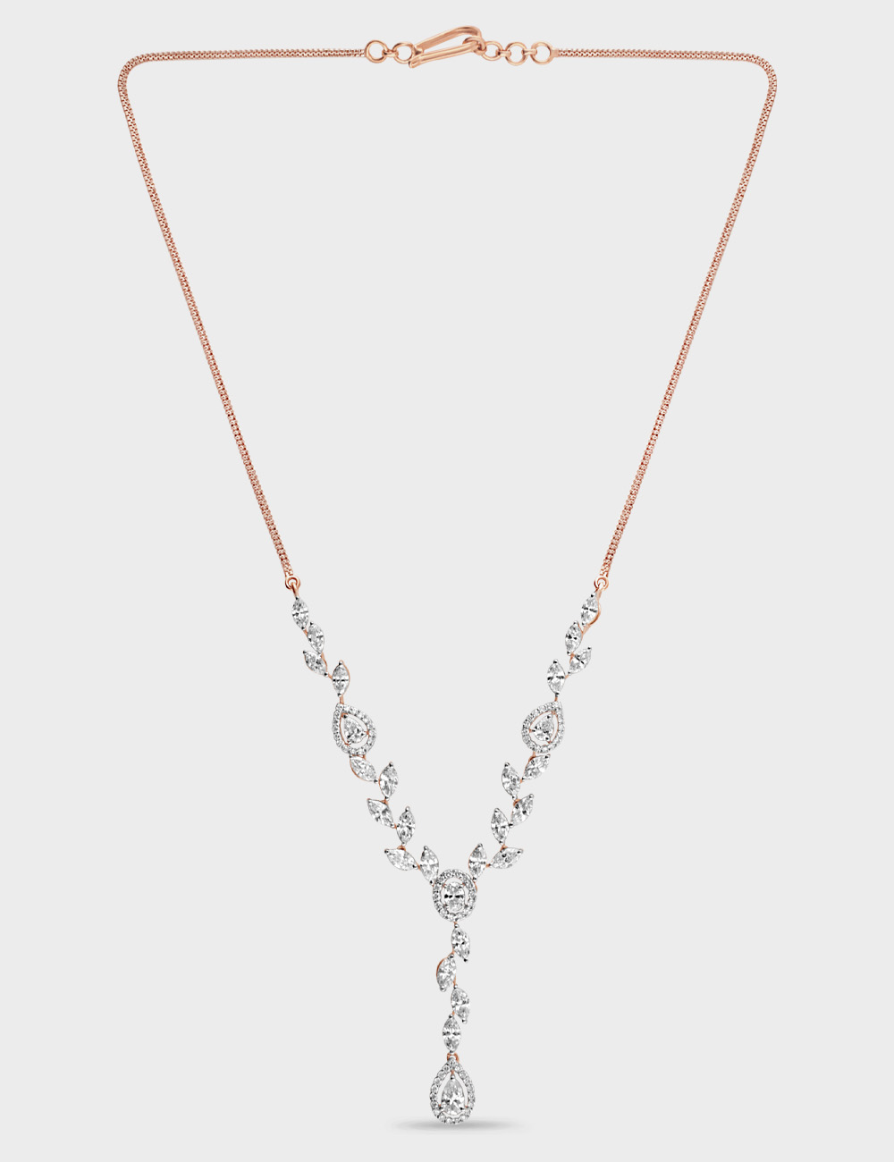 Celestia Lariat Diamond Necklace 4.29 carat FG-VVS, Rose Gold, large, image 2