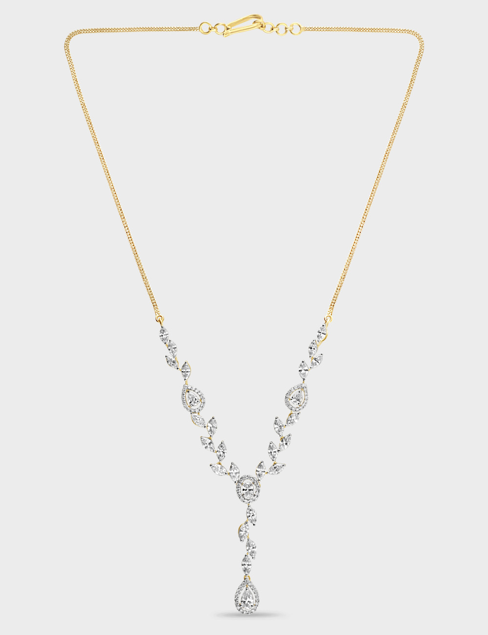 Celestia Lariat Diamond Necklace 4.29 carat FG-VVS, Yellow Gold, large, image 2