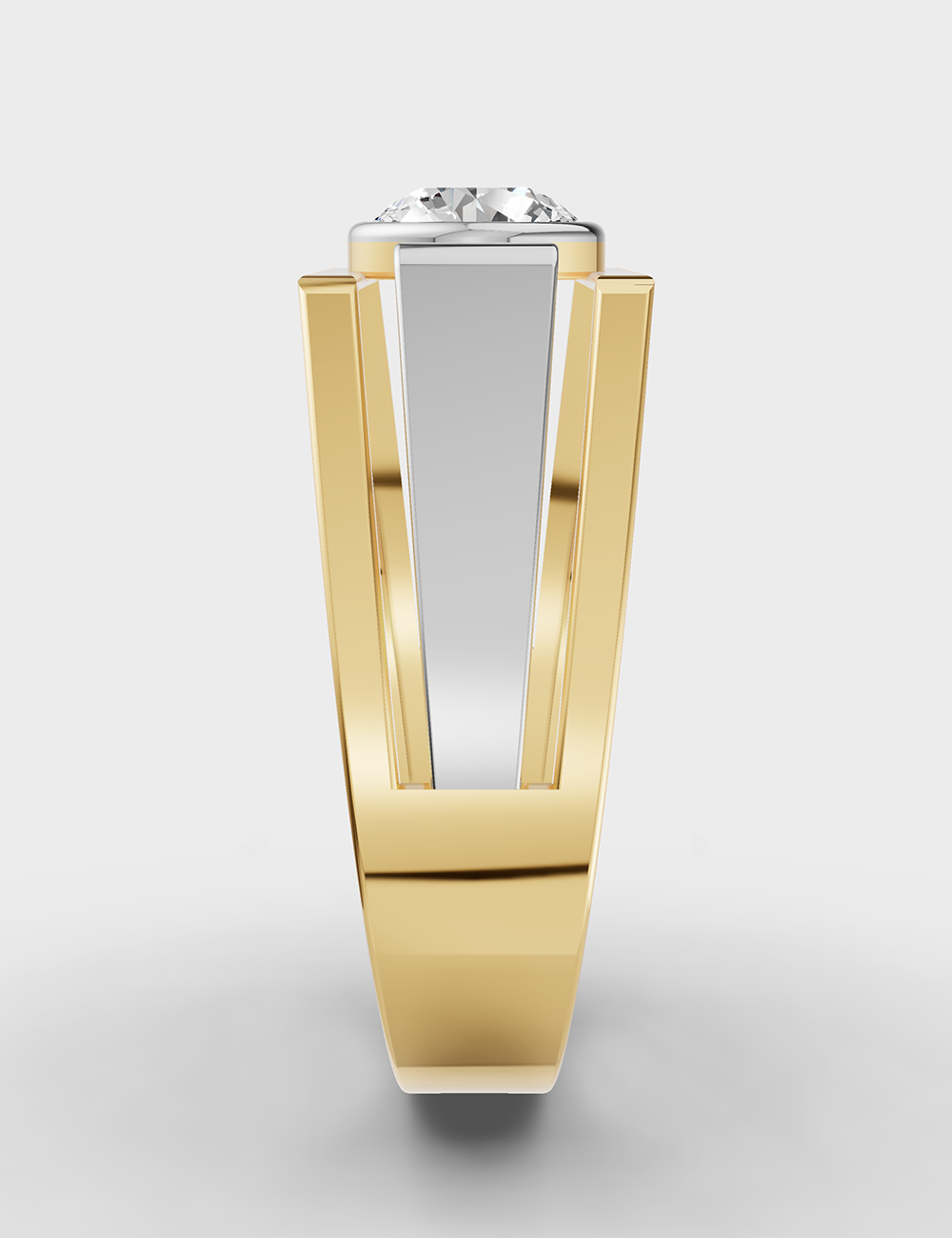 Robust Men Solitaire Ring 76 cent FG-VVS, Yellow Gold, large, image 3