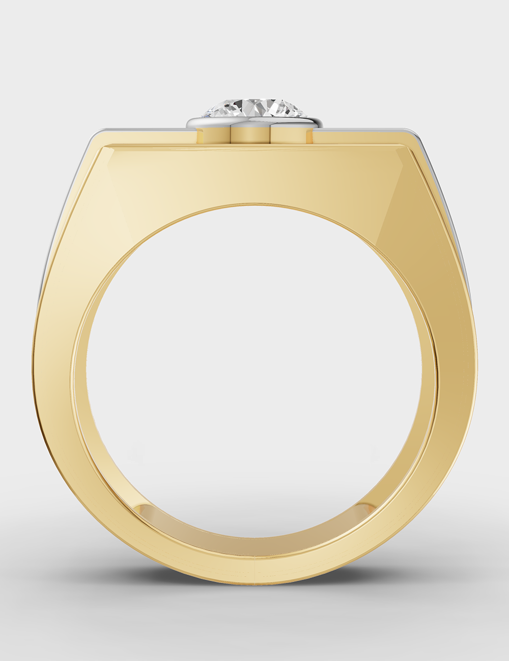 Robust Men Solitaire Ring 76 cent FG-VVS, Yellow Gold, large, image 4