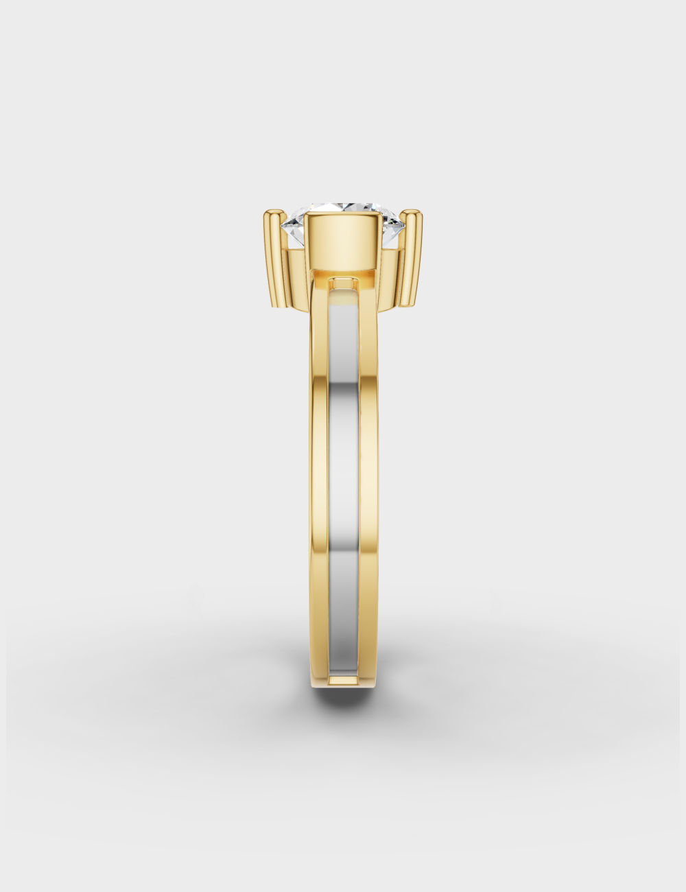 Stylish Men's Diamond Ring 71 cent FG-VVS, Yellow Gold, large, image 3